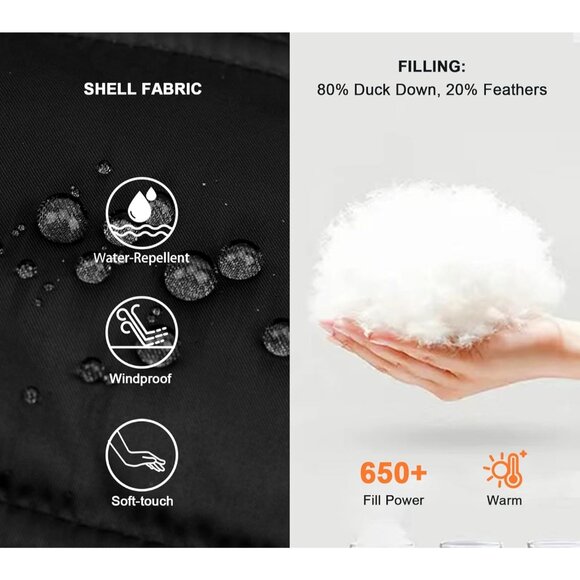 🆕 Women Black Long Fur Collar Hooded Winter Parka Puffy Coat Warm Bubble Jacket - Picture 4 of 7